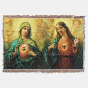 Helig hjärtat av Jesus och omakulat Mary Blanket Filt