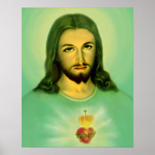 Helig Hjärtat från Jesus Grönt Tone Poster
