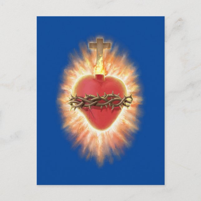 Helig Hjärtat i Jesus blåkort Helg Vykort (Framsida)