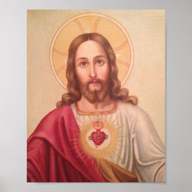Helig hjärtat i Jesus Vintage Art Poster (Framsidan)