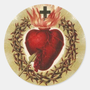 Helig Hjärtat i Jesus Vintage katolska Religiösan Runt Klistermärke