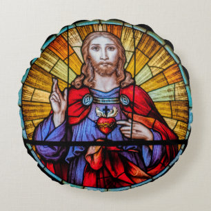 Helig Hjärtat Jesus 2 Sida Soffa - Bed Throw Rund Kudde