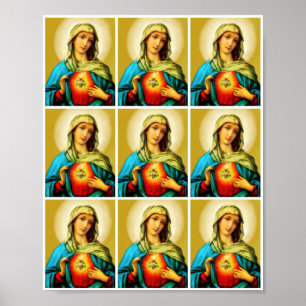 Helig Immaculate Heart of Virgin Mary Multi Poster