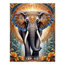 Helig indisk elefant på etniskt mönster och blommo