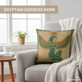 Helig Isis Goddess Golden Winged Pillow Kudde