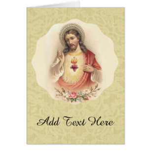 Helig Jesus hjärta med blommigt svag Hälsningskort
