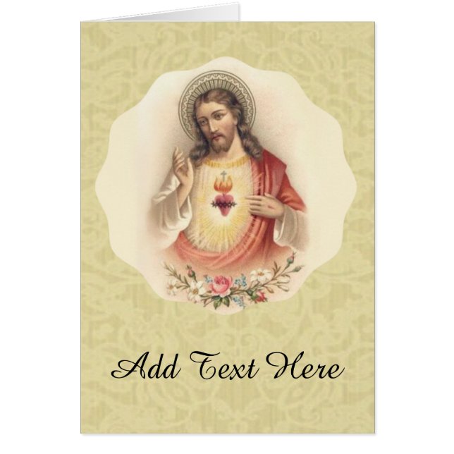 Helig Jesus hjärta med blommigt svag Hälsningskort (Framsidan)