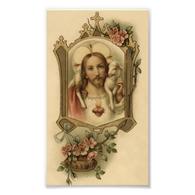 Helig Jesus hjärta med lamm Fototryck (Framsidan)