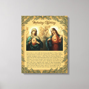 Helig Jesus Immaculate Heart Mary Änglar Cherubs Canvastryck