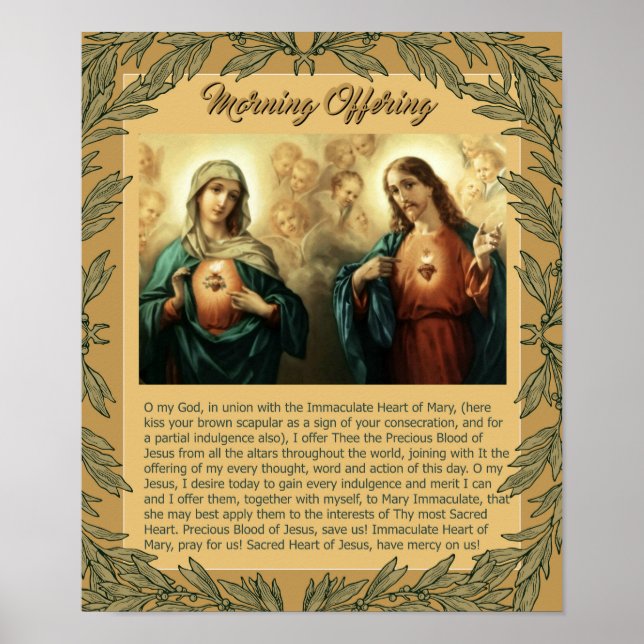 Helig Jesus Immaculate Heart Mary Änglar Cherubs Poster (Framsidan)