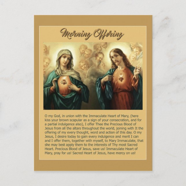Helig Jesus Immaculate Heart Mary Änglar Cherubs Vykort (Framsida)