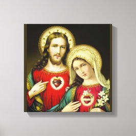 Helig Jesus Immaculate Heart Mary Canvastryck