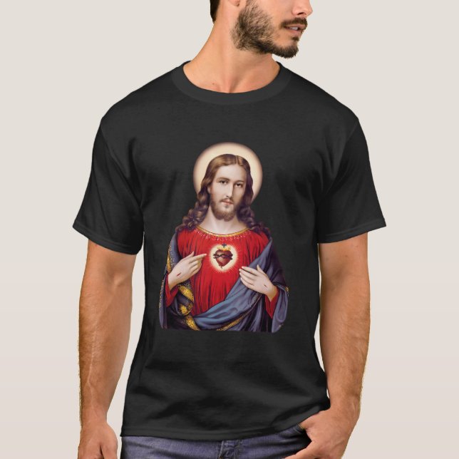 Helig, Jesus Kristus hjärta T Shirt (Framsida)