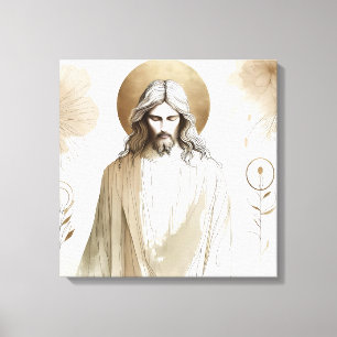 Helig Jesus Kristus Porträtt – Andlig Canvastryck