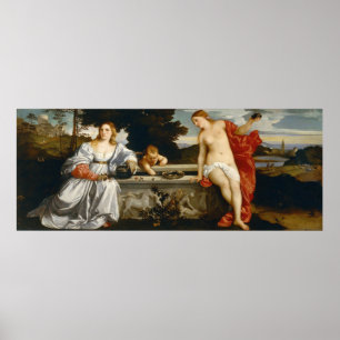 Helig kärlek och profan kärlek av Titian Cupid Ven Poster