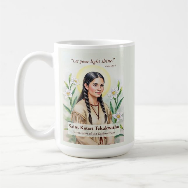 Helig Kateri Tekakwitha religiös uppmuntran Kaffemugg (Vänster)