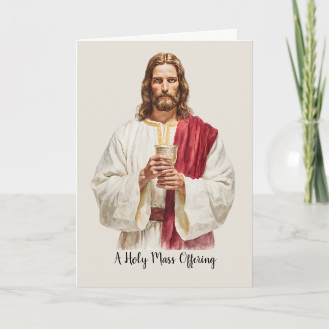 Helig katolsk mässa offer Jesus Eukaristi Kalk Kort (Framsida)