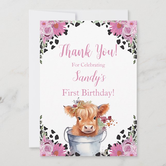 Helig Ko Första Födelsedag, Tack Kort (Framsida)