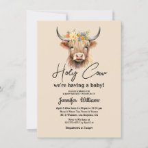 helig ko highland kalv baby shower minimalistisk