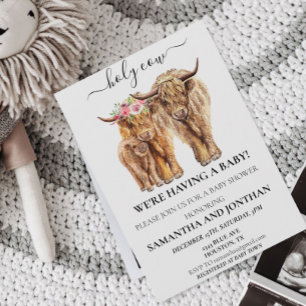 Helig ko Högboskap Kalv Baby Shower för par Inbjudningar