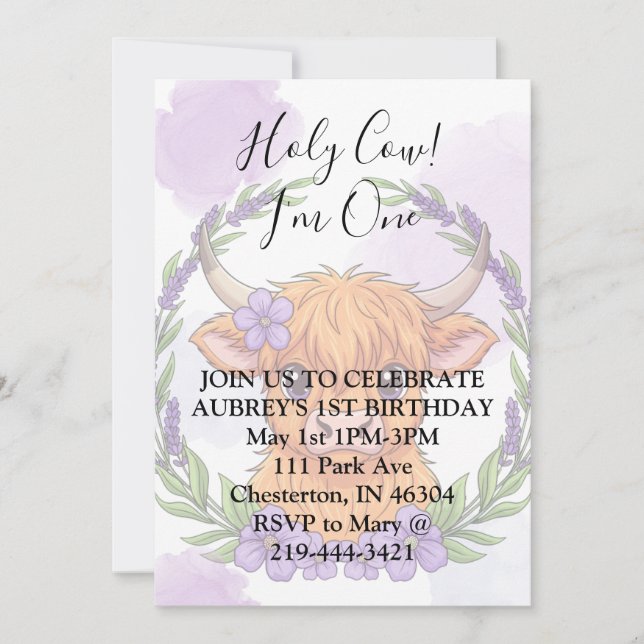 Helig ko jag är en inbjudningar (Framsida)