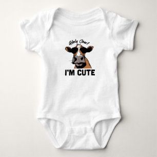 Helig Ko Jag Är Söt Rolig Ko Baby Bodysuit Bondgår T Shirt