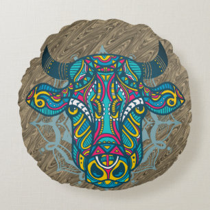 Helig Ko Mandala Design Rund Kudde