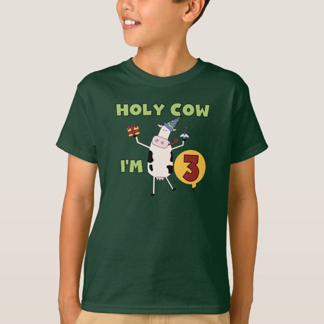 Helig ko mig förmiddag 3 födelsedagT-tröja och gåv T-shirt (Framsida)
