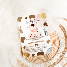 Helig Ko Neutral Akvarell Baby Shower Inbjudningar