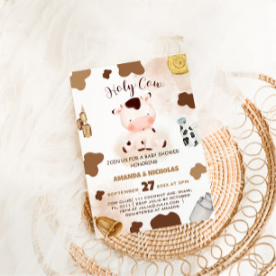 Helig Ko Neutral Akvarell Baby Shower Inbjudningar