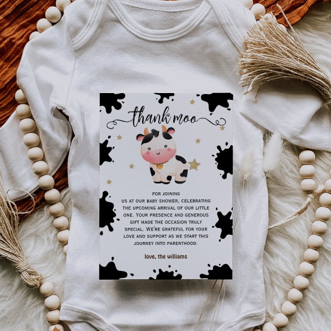 Helig Ko Watercolor Baby Shower Rustik Tack Kort (Skapare uppladdad)