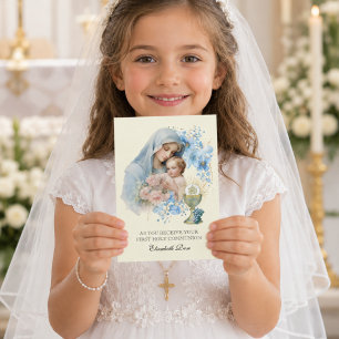 Helig kommunion Maria Jesus blommor Helgkort