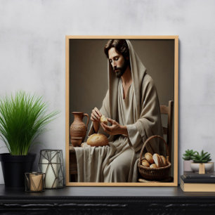 Helig-lagen Jesus Breaking Bread Poster