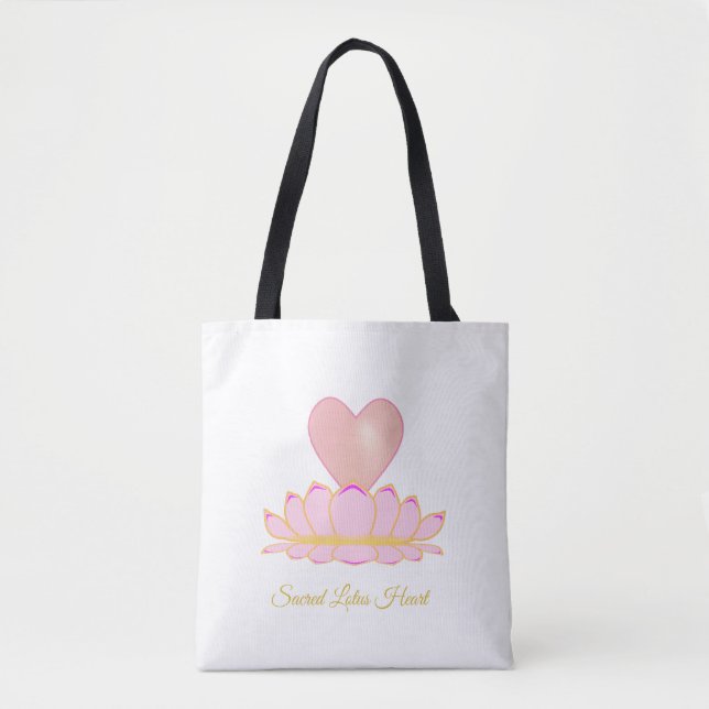 Helig Lotus Heart Tote Bag Tygkasse (Framsida)