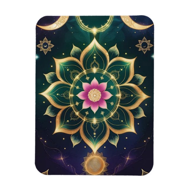 Helig Lotus Måne Mandala - Celestial Aura Magnet (Vertikal)