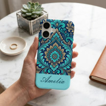 Helig Mandala Andlighet Marinblå Teal Damasker