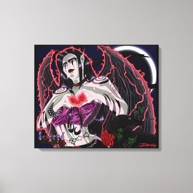 Helig- Mörk Angel stretcherade Kanvastryck (Framsida)