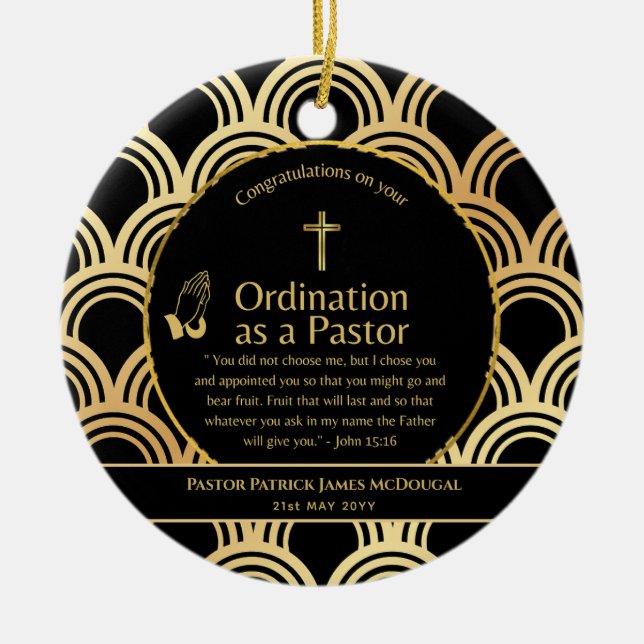 Helig Newly Ordached Pastor Bible Verse Anpassning Julgransprydnad Keramik (Framsidan)