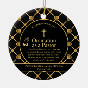 Helig Newly Ordached Pastor Bible Verse Anpassning Julgransprydnad Keramik