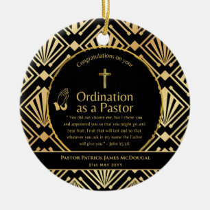 Helig Newly Ordached Pastor Bible Verse Anpassning Julgransprydnad Keramik