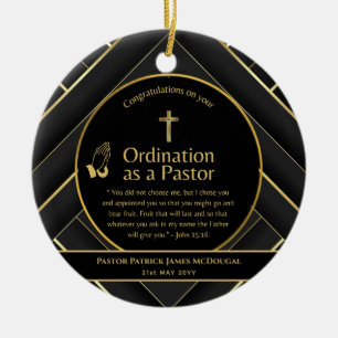 Helig Newly Ordached Pastor Bible Verse Anpassning Julgransprydnad Keramik