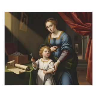 Helig Nyckel hemlighet: Renaissance Madonna & Ch Fototryck