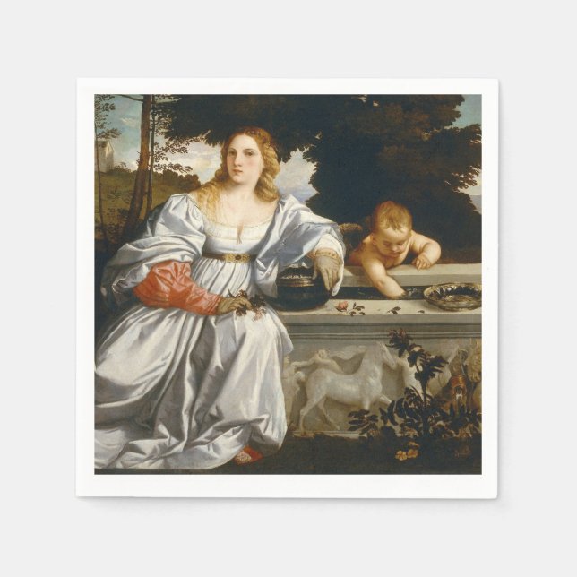 Helig och profan kärlek av Titian Cupid Venus Pappersservett (Framsidan)