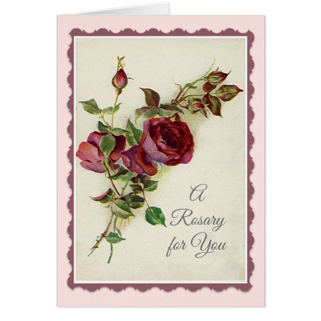 Helig radband med röd rosbönen OBS kort (Framsidan)