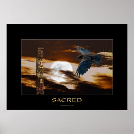 HELIG Raven, Måne & Totem Pole Art Poster