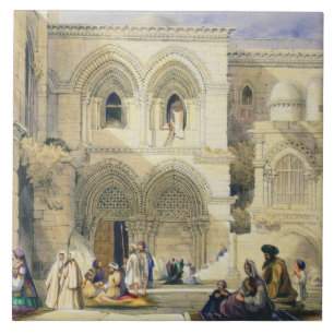 Helig Sepulchre, i Jerusalem (färglithoen) Kakelplatta