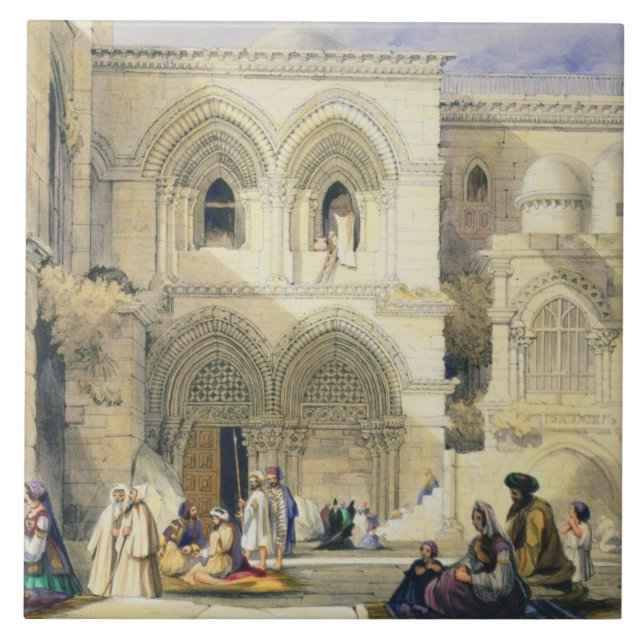 Helig Sepulchre, i Jerusalem (färglithoen) Kakelplatta (Framsidan)