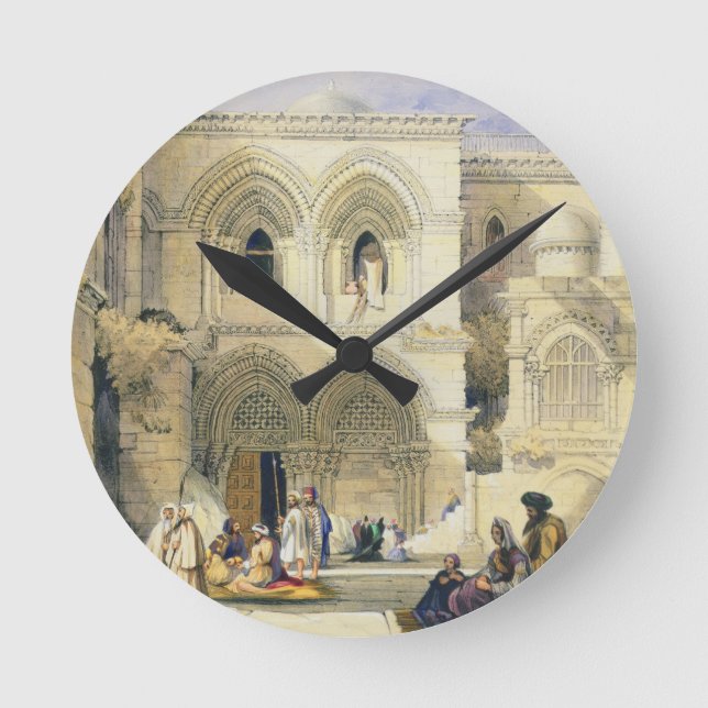 Helig Sepulchre, i Jerusalem (färglithoen) Rund Klocka (Framsida)