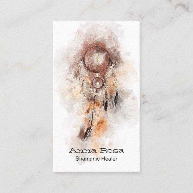 *~ Helig Shamanic Dream Catcher QR Tribal Shaman Visitkort (Framsida)