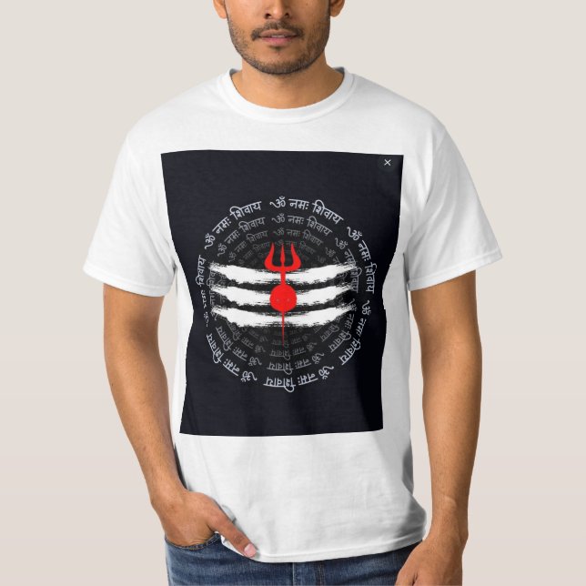 Helig Shiva Trishul & Om Namah Shivaya Circle T-S T Shirt (Framsida)